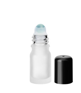 Glasflasche 5 ml satiniert Roll-on mit schwarzem Schraubverschluss