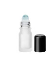 Glasflasche 5 ml klar matt Roll-On mit schwarzem Schraubverschluss