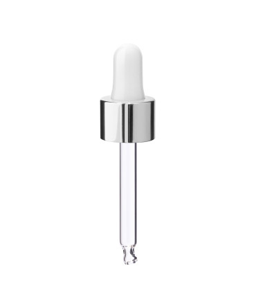 Glaspipette 18/410 mit silbernem Verschluss 66 mm für Flaschen 18 mm