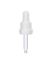 Glas Tropfpipette 18/415 mit weißem Verschluss 52 mm