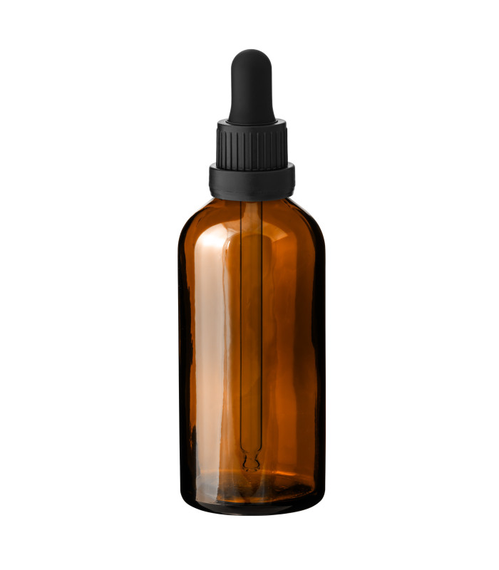 Glasflasche Braun 100 ml mit schwarzer Glaspipette - Tropfflasche