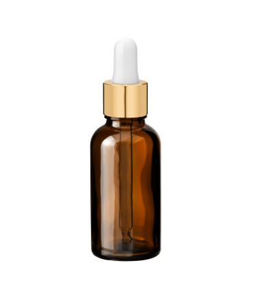 Glasflasche braun 30 ml mit goldenem Glaspipette - leer zum Befüllen