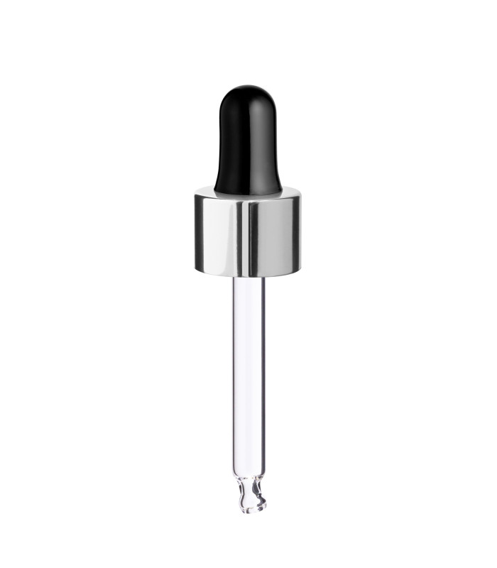 Glaspipette 18/410 mit silbernem Verschluss, Röhrchen 66 mm