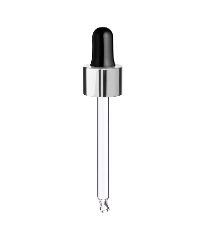 Glaspipette 18/410 mit silbernem Verschluss, Röhrchen 84 mm