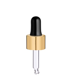 Glaspipette 18/410 mit goldenem Schraubverschluss 43 mm Tropfen 18 mm