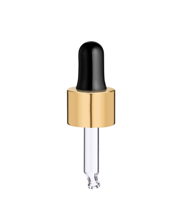 Glaspipette 18/410 mit goldenem Schraubverschluss 43 mm Tropfen 18 mm