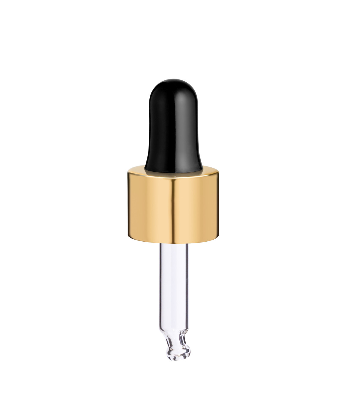 Glaspipette 18/410 mit goldenem Schraubverschluss 43 mm Tropfen 18 mm