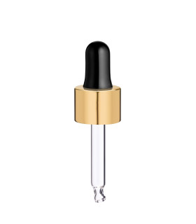 Glaspipette 18/410 mit goldenem Schraubverschluss 52 mm Tropfen