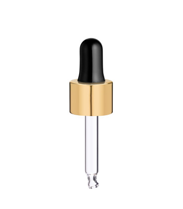 Glaspipette 18/410 mit goldenem Schraubverschluss 52 mm Tropfen