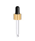Glaspipette 18/410 mit goldenem Schraubverschluss 66 mm Tropfen 18 mm