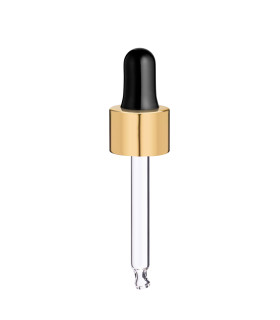Glaspipette 18/410 mit goldenem Schraubverschluss 66 mm Tropfen 18 mm