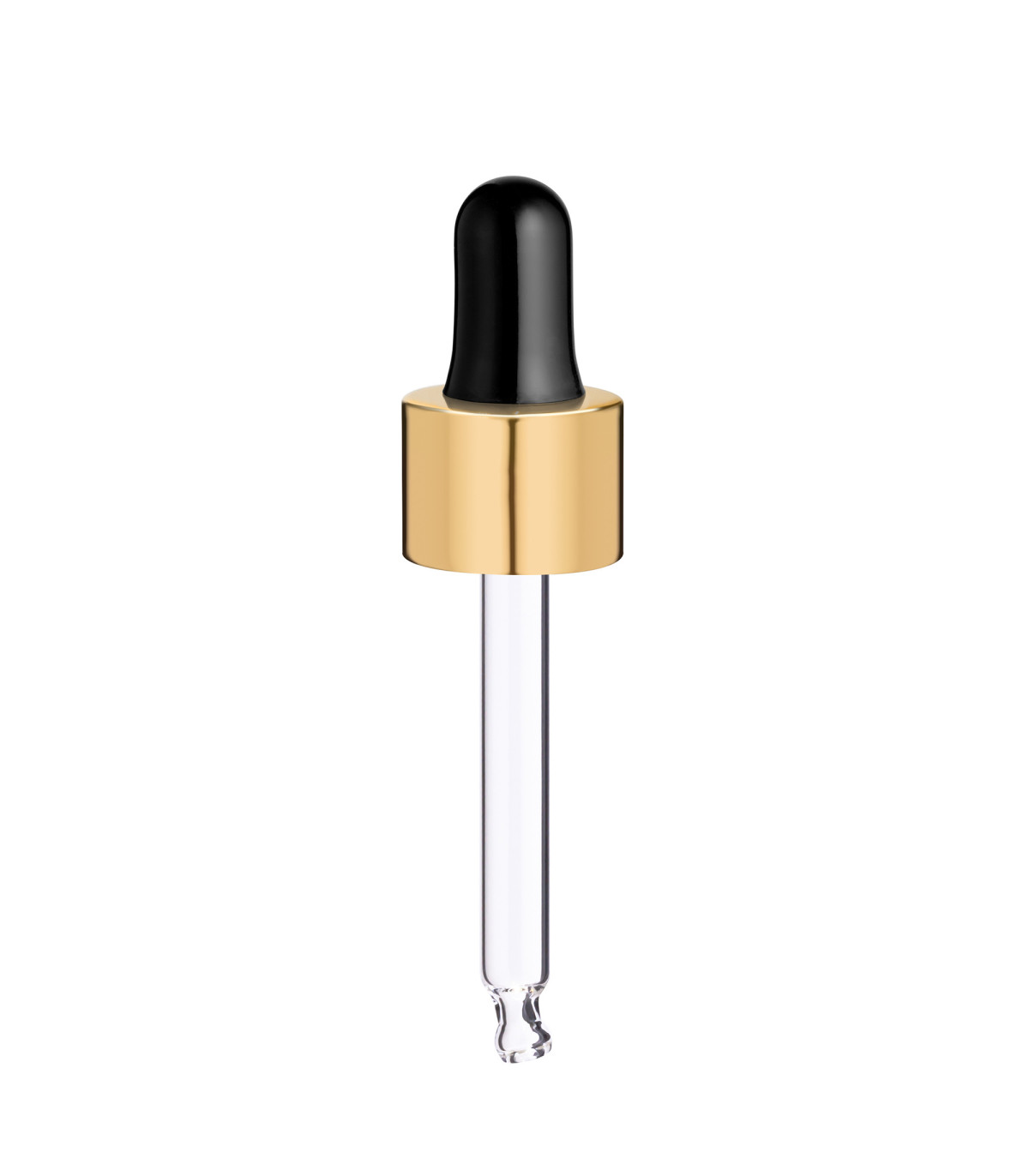 Glaspipette 18/410 mit goldenem Schraubverschluss 66 mm Tropfen 18 mm