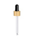 Glaspipette 18/410 mit goldenem Schraubverschluss, 84 mm Tropfen