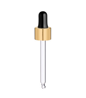 Glaspipette 18/410 mit goldenem Schraubverschluss, 84 mm Tropfen