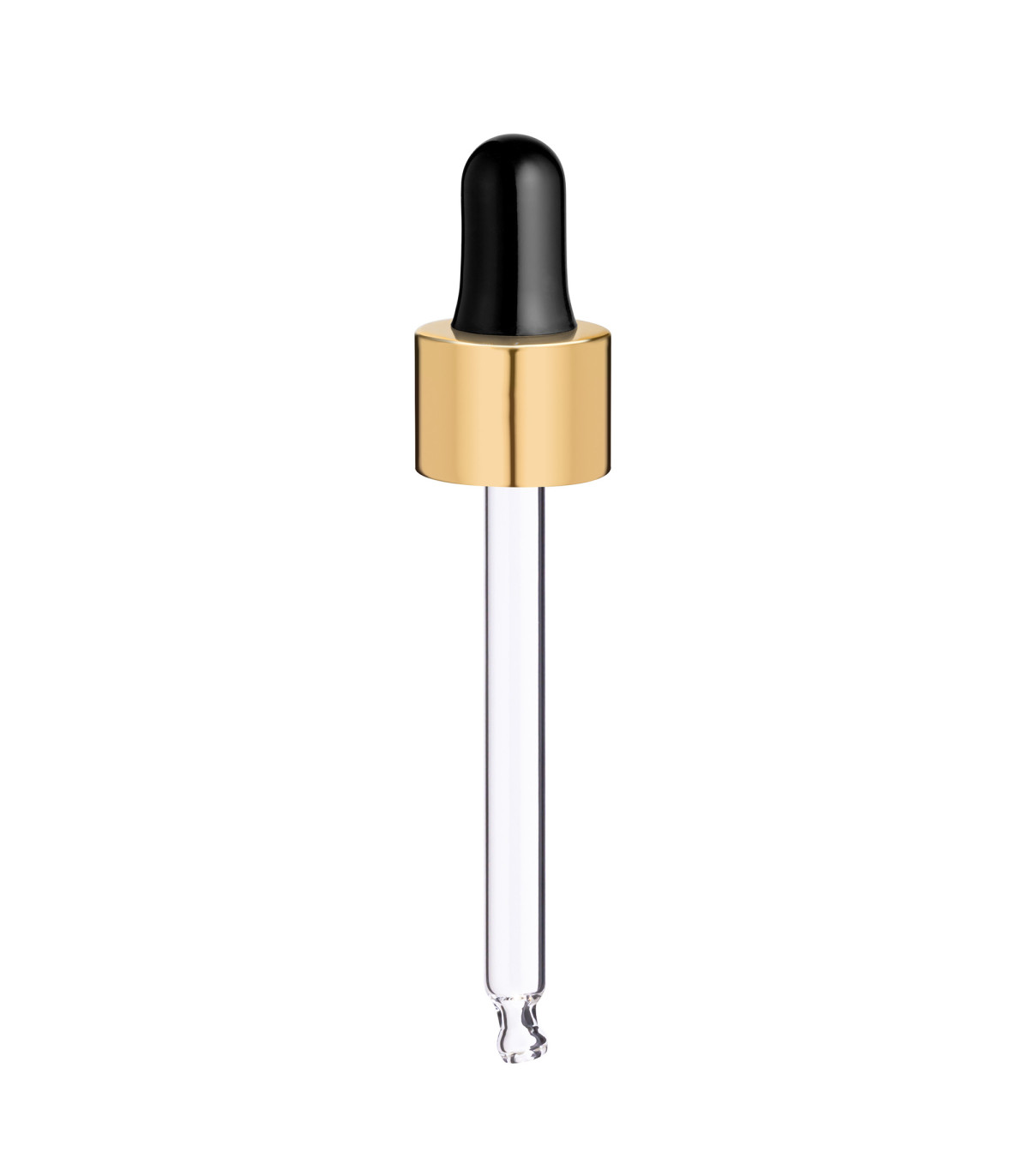 Glaspipette 18/410 mit goldenem Schraubverschluss, 84 mm Tropfen