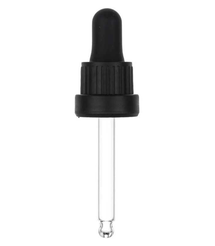 Glas-Tropfpipette 18415 mit schwarzem Verschluss 71 mm