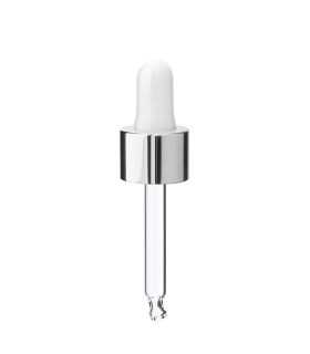 Glaspipette mit weißem Ballon und silbernem Schraubring, 59 mm