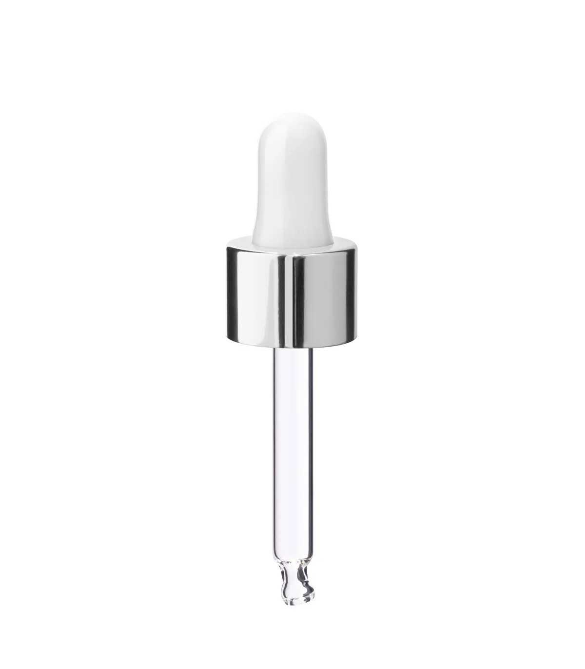 Glaspipette mit weißem Ballon und silbernem Schraubring, 59 mm
