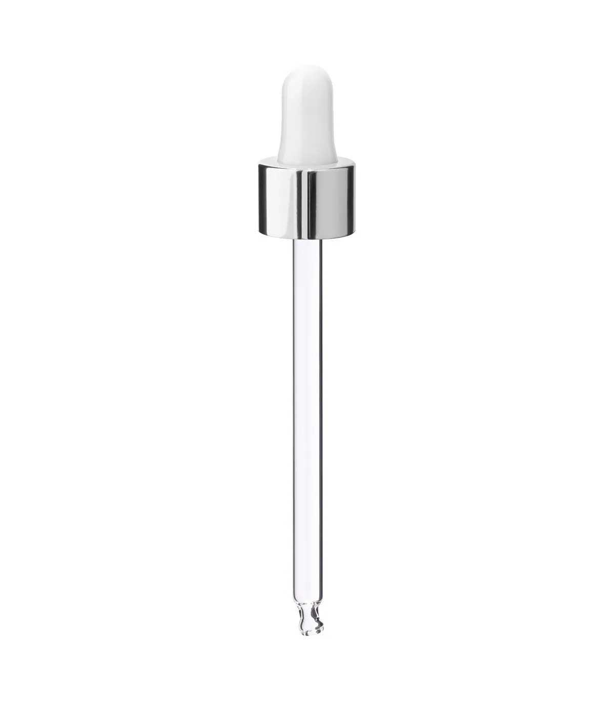 Glaspipette 105 mm mit silbernem Verschluss und weißem Ballon