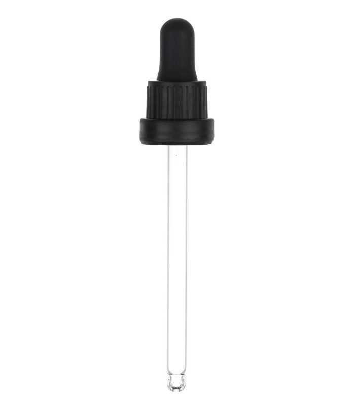 Glas-Tropfpipette 18/415 mit schwarzem Verschluss – 103 mm