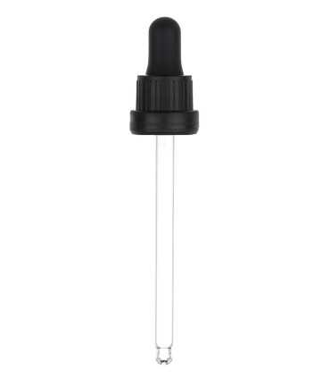 Glas-Tropfpipette 18/415 mit schwarzem Verschluss – 103 mm