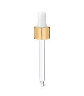Glaspipette 84 mm mit goldenem Verschluss 18/410 für Flaschen DIN 18