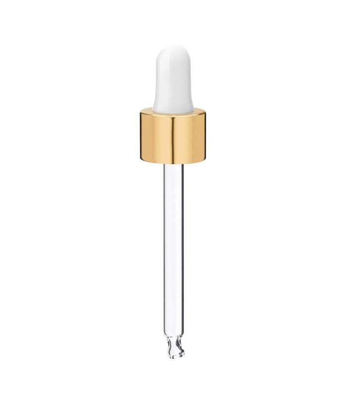 Glaspipette 84 mm mit goldenem Verschluss 18/410 für Flaschen DIN 18