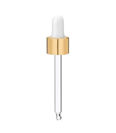 Glaspipette 84 mm mit goldenem Verschluss 18/410 für Flaschen DIN 18