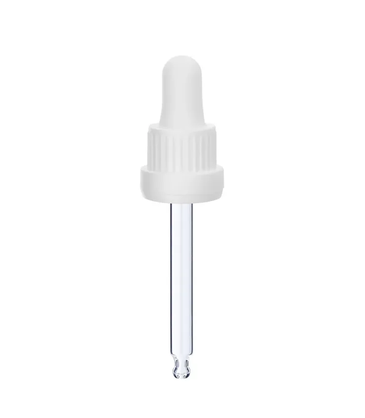 Glas Tropfpipette 18/415 mit weißem Verschluss 71 mm