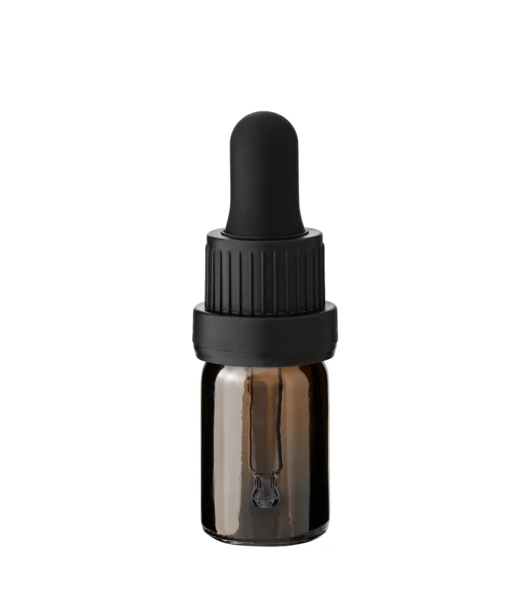 Braune 5 ml Glasflasche mit schwarzer Pipette