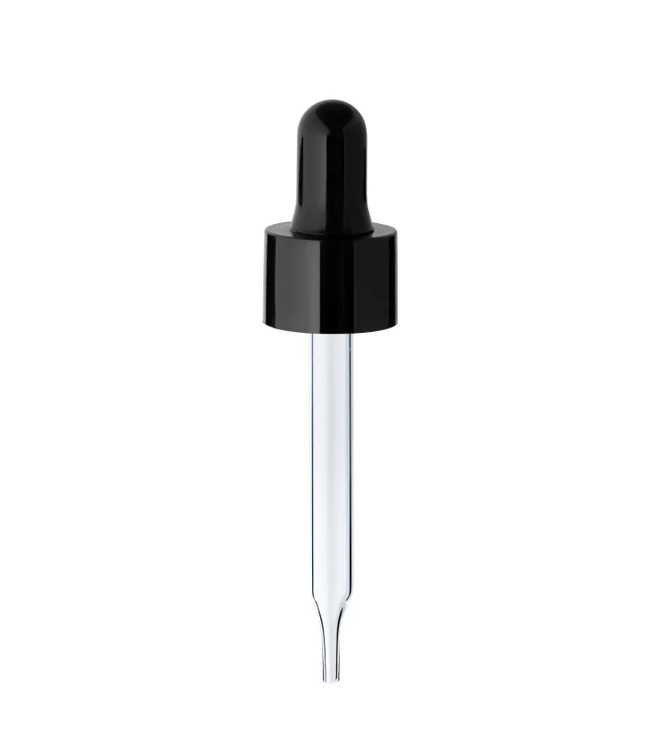 Glaspipette 71 mm mit schwarzem Schraubverschluss 18/410