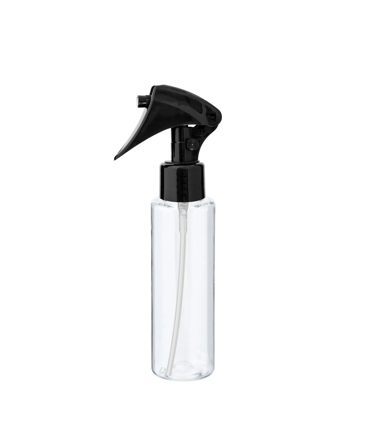 Transparente PET-Flasche 100 ml mit schwarzem Sprühkopf Mini Trigger